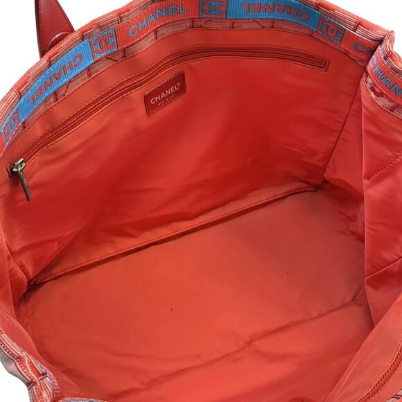 CHANEL New Travel Line Tote MM - Red Nylon Jacquard Leather Tote Bag 454-081525 - Picture 7 of 8